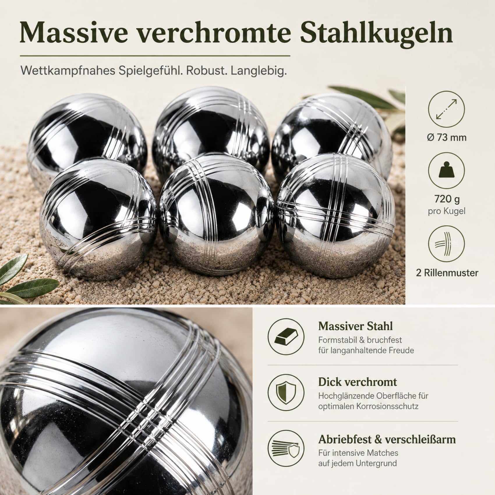 Personalisierte Boule Kugeln mit Gravur, 6er Petanque/Boccia Set mit Wunschtext & Logo, Individuelles Outdoor Geschenk für Männer, Papa, Camper & Boule Fans, Serie B