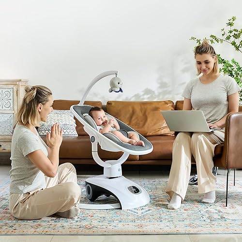 Miniatura 9 de VaVaSoo Columpio eléctrico para bebés con 6 columpios de movimiento, balancín portátil para recién nacido con 5 velocidades, 13 canciones de cuna