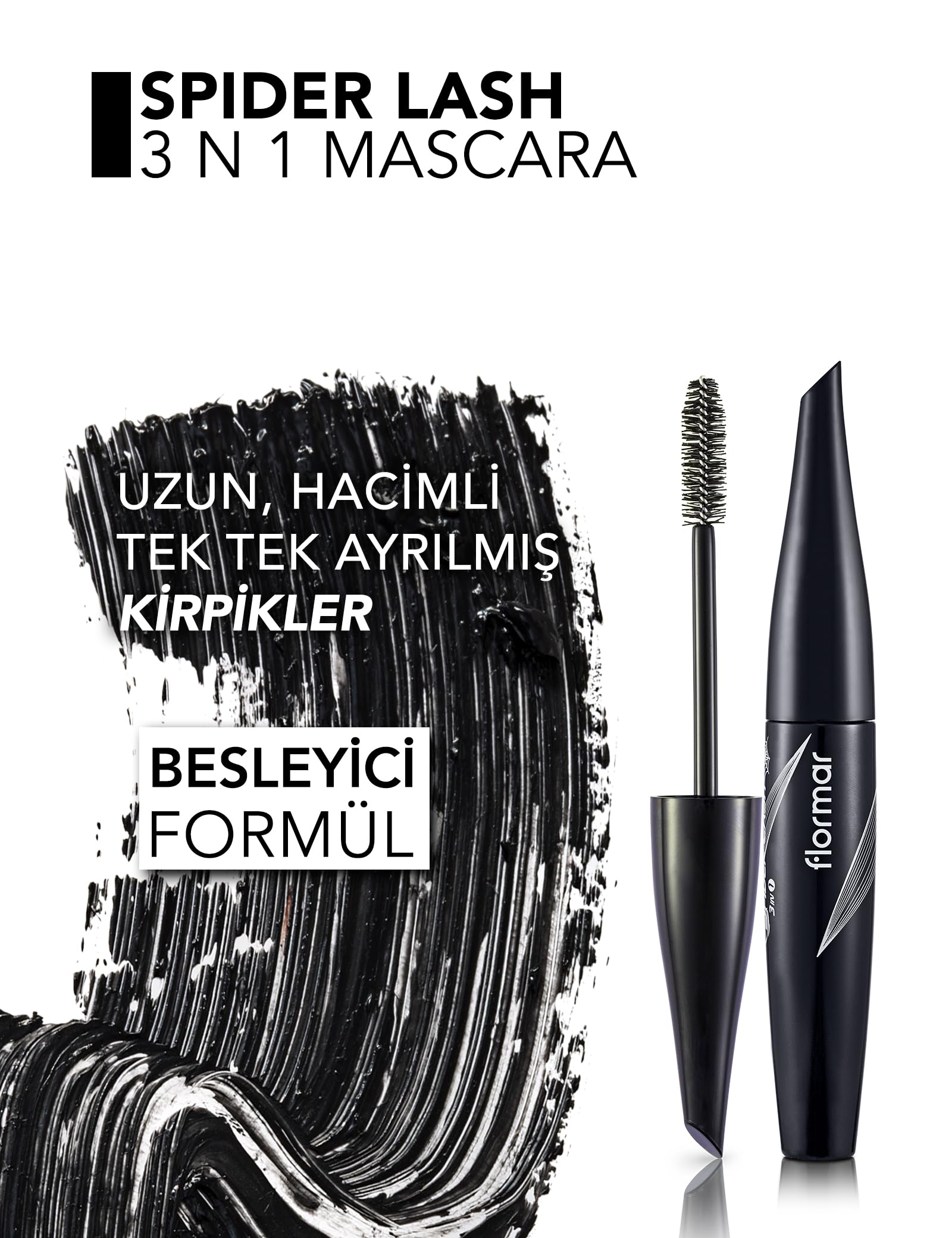 Flormar Hacim Veren 3 Etki 1 Arada Maskara (Siyah) - Spider Lash Mascara - 003-8690604110667