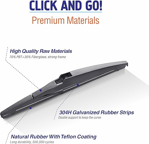 Miniatura 3 de WOWIPER Repuesto de limpiaparabrisas trasero de silicona de 10 pulgadas (10-A) para Toyota RAV4 2018-2013 Highlander 2022-2020Para Jeep Compass