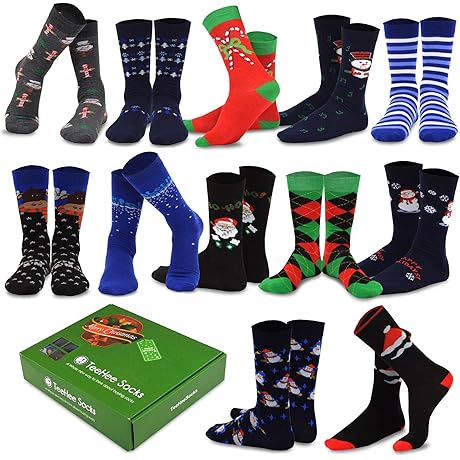 TeeHee Crew Socks Multipair Gift Box Set with Christmas Festive Advent Calendar for Women Men