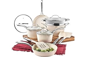 Gotham Steel Hammered Collection: Cream White 15-Piece Kitchen Cookware Set