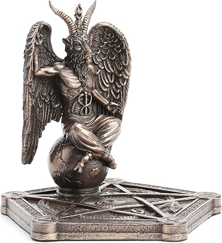 Miniatura 2 de Veronese Design Quemador de incienso Baphomet de 4 12 pulgadas, estatua de resina de pentagrama, acabado de bronce