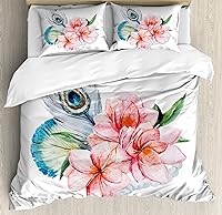 Vista 77 de Ambesonne Juego de funda de edredón de baloncesto, silueta de jugador de baloncesto, promoción de campeonato de competencia de atleta, juego de ropa