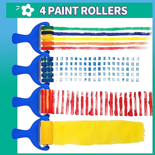 Miniatura 3 de YGDZ Esponjas de pintura para niños, 39 piezas de aprendizaje temprano para niños pequeños, pinceles de pintura, sellos de espuma, herramientas de