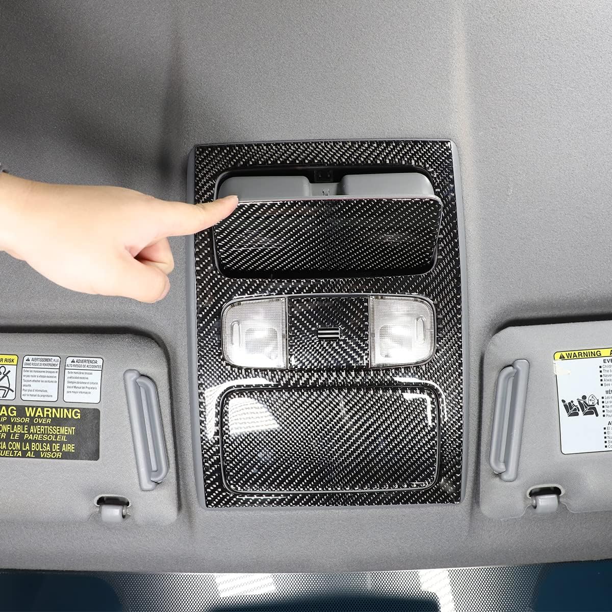 for Toyota Tacoma 2011 2012 2013 2014 2015 Real Carbon Fiber Car Front Row Reading Light Sticker Decorative Panel Cover Protection Car Interior Accessories