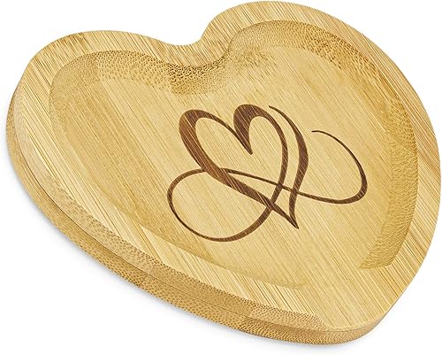 Cuchara con forma de corazón, grande, grabado de madera de bambú para utensilios de cocina, bandeja de madera vintage para proteger la encimera, se
