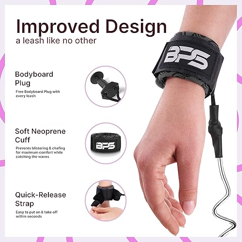 Miniatura 10 de BPS Nueva Zelanda 'Storm' - Correa de muñeca para bodyboarding en espiral de 4 pies con enchufe