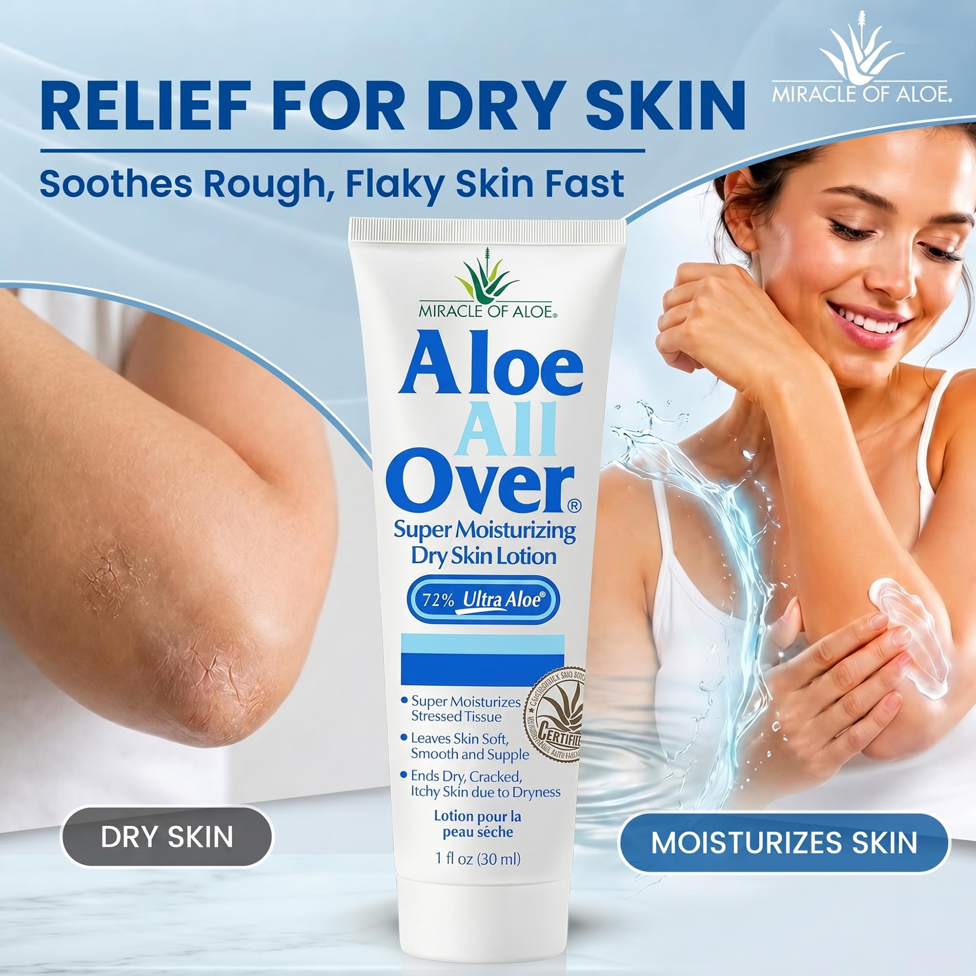 Miracle of Aloe Aloe Vera Lotion, 72% UltraAloe Gel, Face & Body Moisturizer
