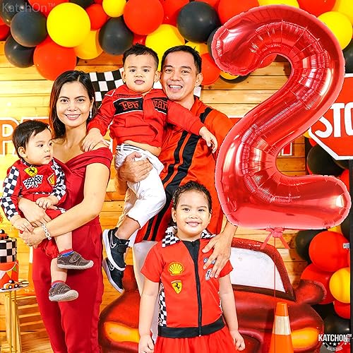 Miniatura 4 de KatchOn, Globo rojo grande del número 2  40 pulgadas  2 globos para decoraciones de segundo cumpleaños para niños  Globos de carnaval para