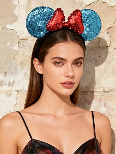 Miniatura 3 de A Miaow Diadema de Orejas de Ratón Negro 3D con Lentejuelas MM Purpurina Mariposa Hebilla para Cabello Suministros del Parque Adultos Mujeres