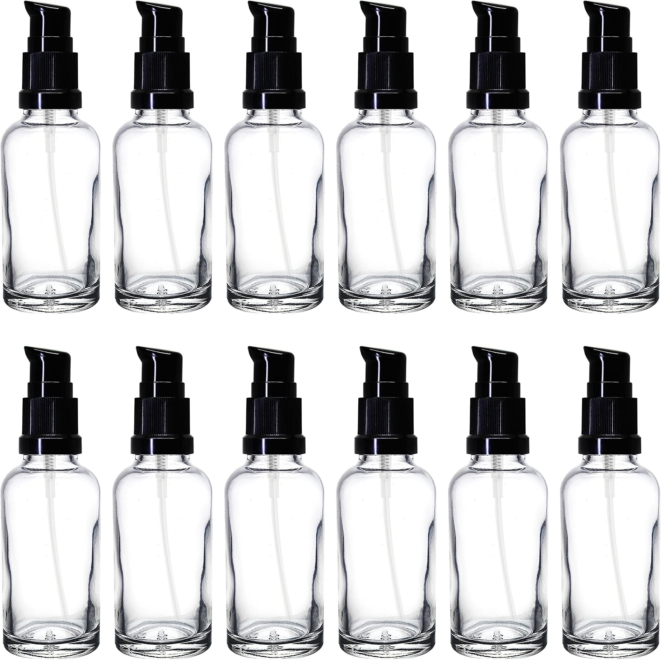 nsb herbals 30 ml Clear/Transparent Round Empty Glass Bottle With Lotion Pump And Black Cap For Essential Oils, Diy Skin Care, Cosmetics, Bottle (Pack Of 3)