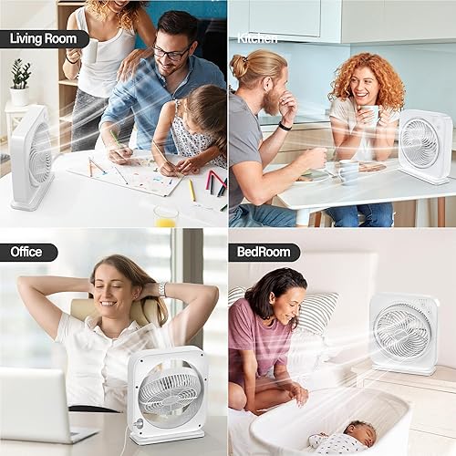 Miniatura 7 de Ventilador de mesa portátil, ventilador de ventana, ventilador de caja pequeña con 3 velocidades potentes y 4 ajustes de temporizador, ventilador de