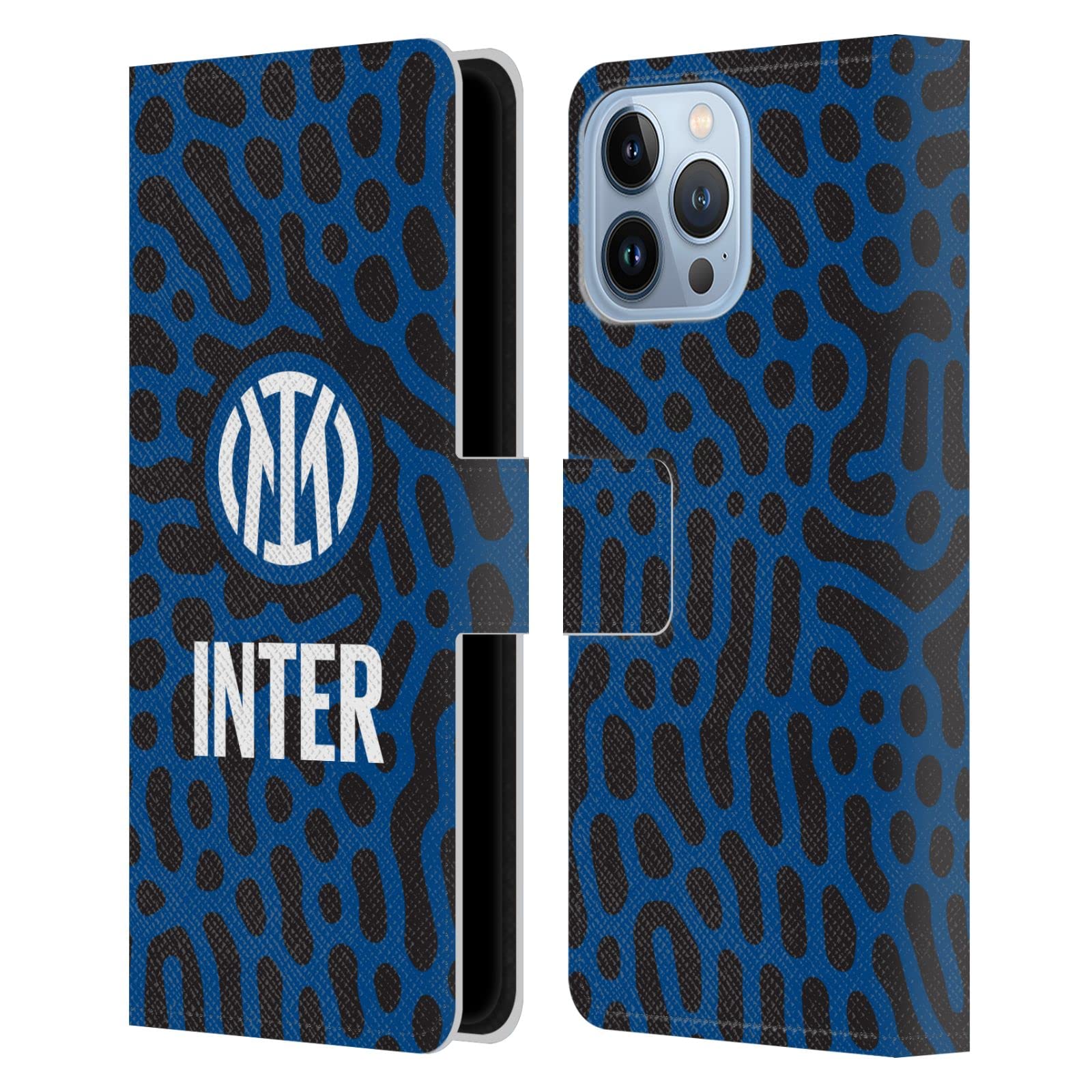 Inter Milan Carcasa de Cuero Tipo Libro para Apple iPhone 13 Pro MAX con Patrones Resumen 2 7