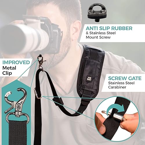 Miniatura 3 de HiiGuy - Correa para cámara  Regular  Correas de cámara extra largas de 32 a 44 pulgadas para fotógrafos  Correa de hombro resistente para cámara