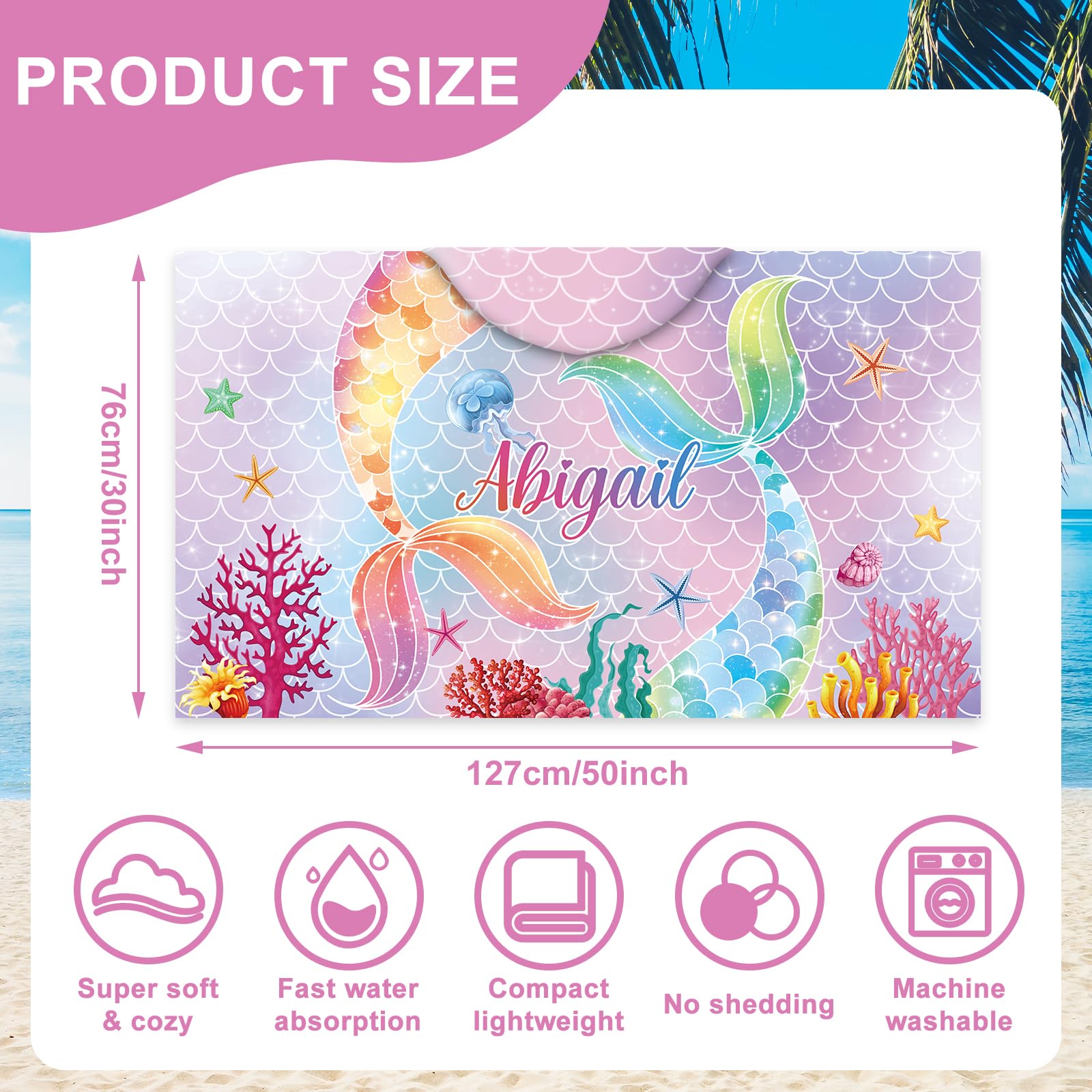 Serviette Capuche Enfant Personnalisée Serviette De Plage à Capuche Personnalisée Prénom - Microfibre 76x127 Cm, Sèche Rapide, Pour Enfant Fille /garçon