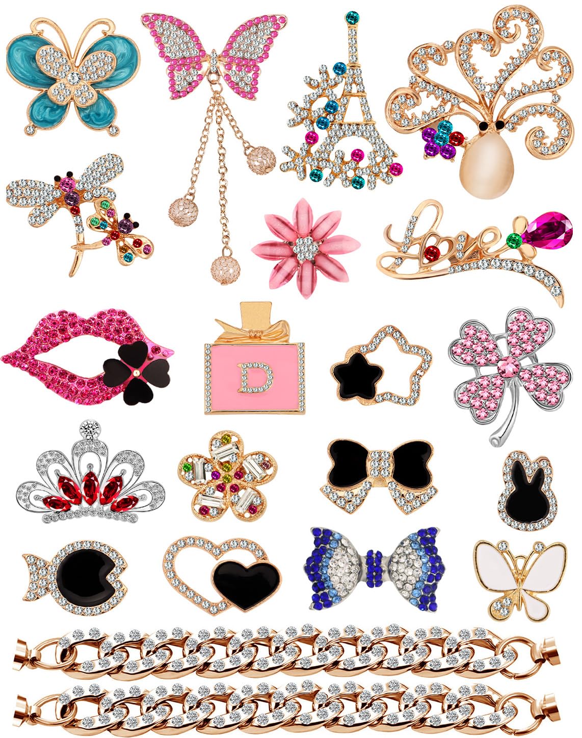 DALOO1 Pack 15 Pcs Cute Shoe Charms for Women and Girls,Shoe Chain for Adult Shoe Decoration Charm