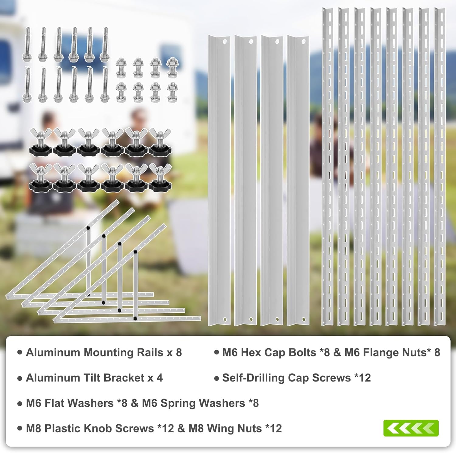 2 Sets (4 Pack) 45inch Adjustable Solar Panel Tilt Mount Brackets with Foldable Tilt Legs for 45" Panels | 2400Pa Windproof Adjustable Solar Panel Mount Brackets Kit for RV/Roof/Ground
