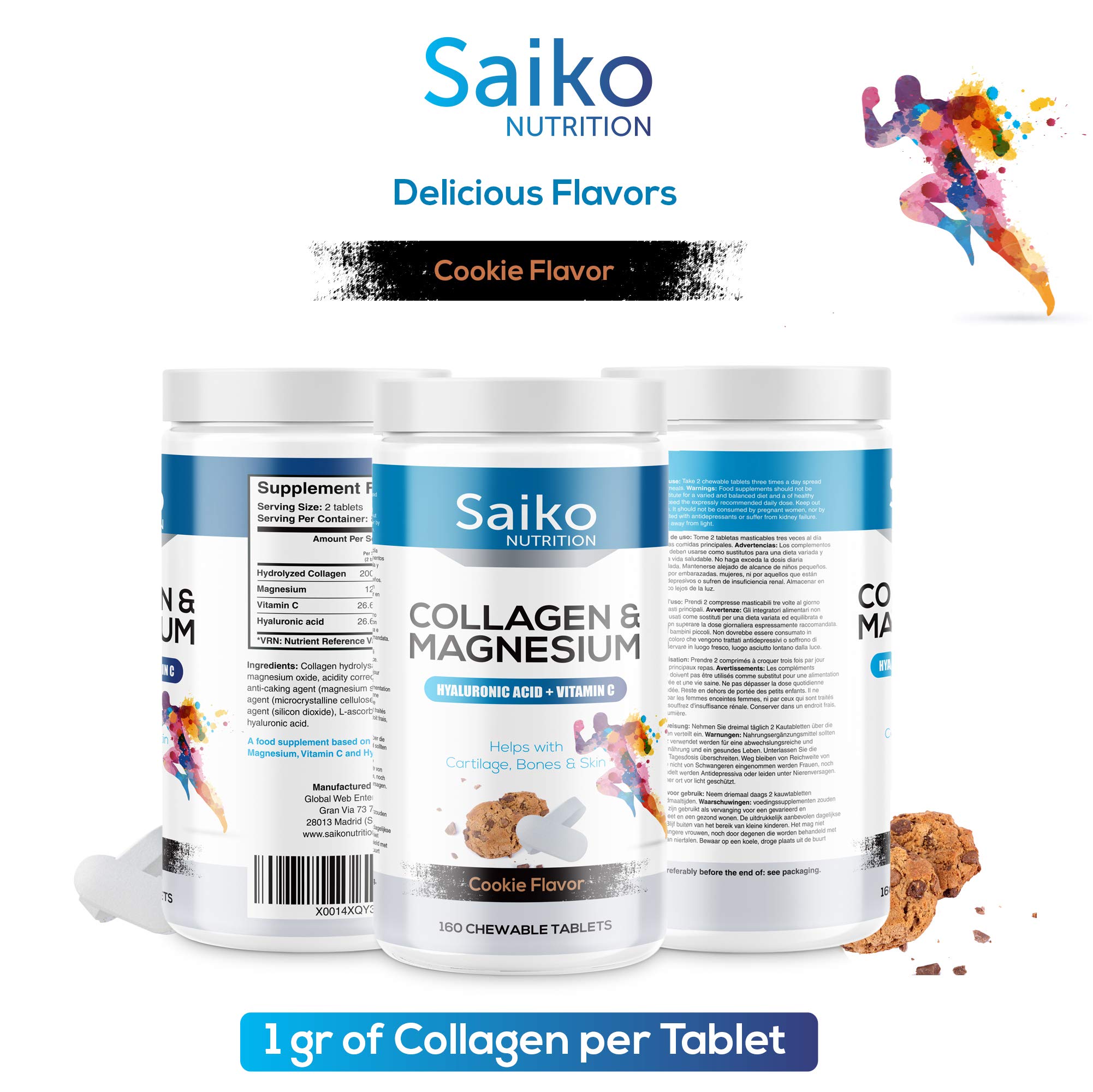 Collagen Magnesium Supplement with Vitamin C and Hyaluronic Acid, Hair, Nails and Skin Care