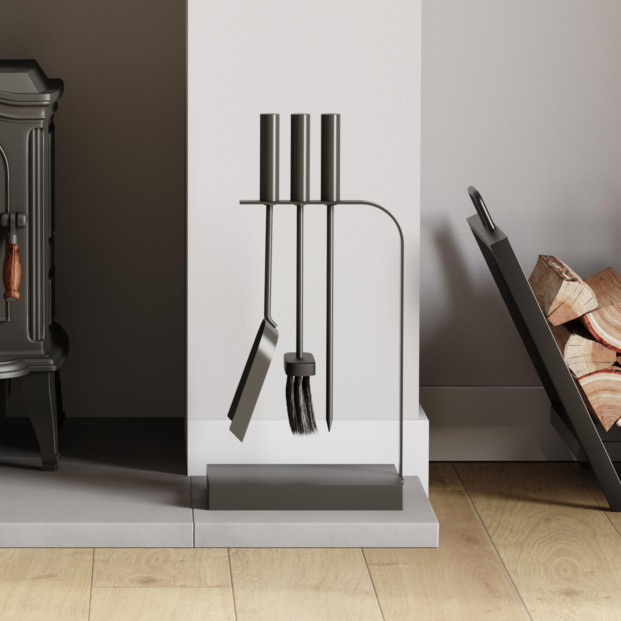 Fire Vida Fuoco Aston Fuoco Companion Set, Metallo, Nero, 4 Pezzi