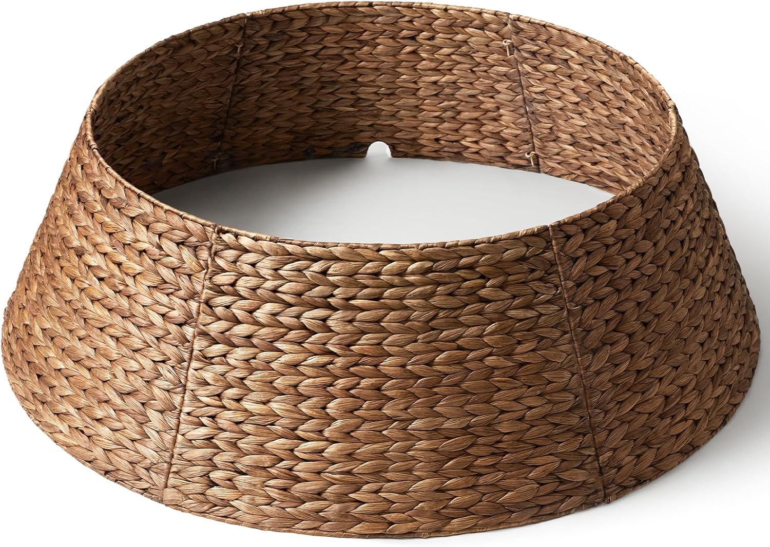 42in Extra Large Christmas Tree Collar - Woven Hyacinth Tree Collars for Artificial Trees - Rattan Rustic Farmhouse Basket for Tree Base Cover with Cord Cut-Out for 9ft 10ft 12ft Tree (Brown) 42" Brown