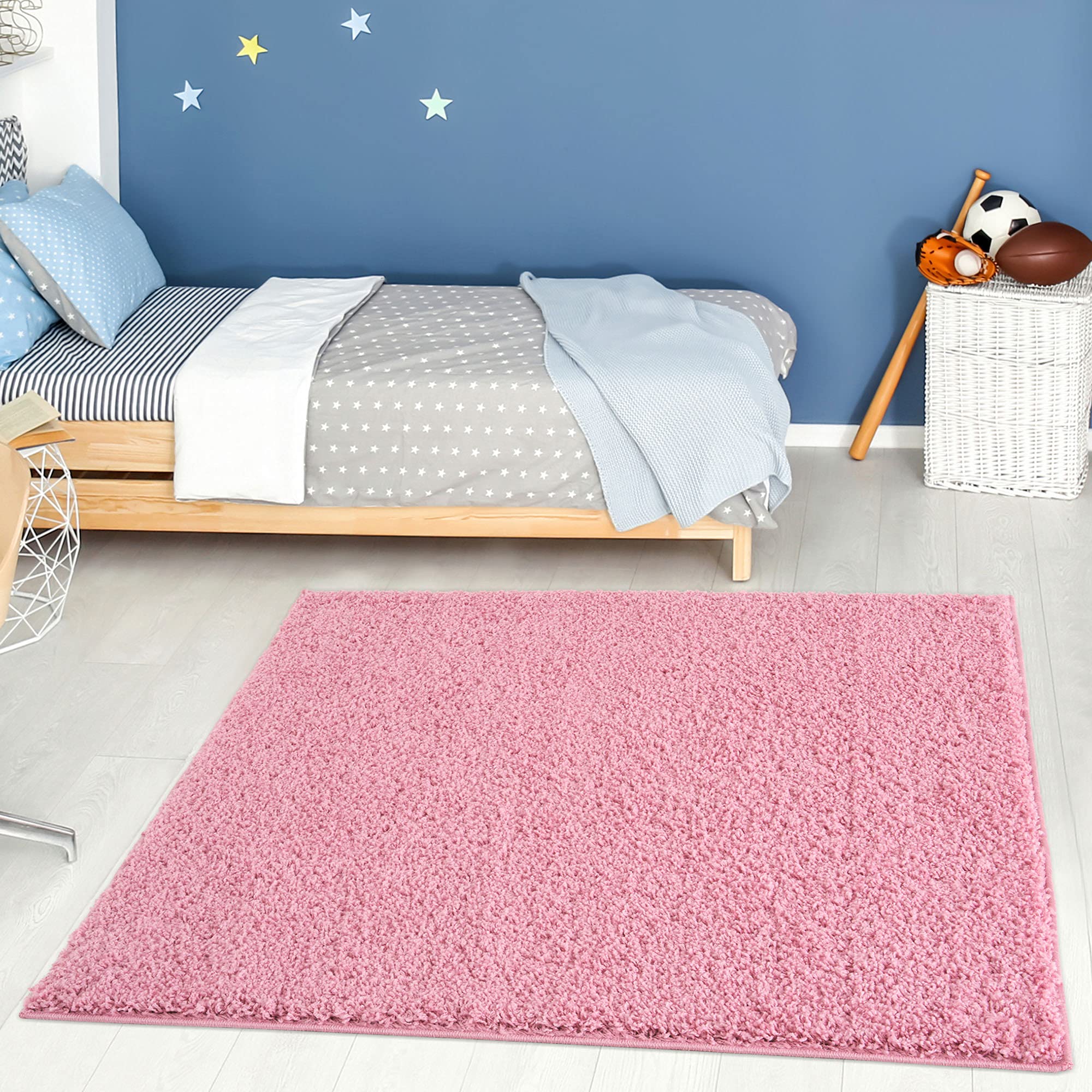 The Rugs Unisex Pink Plain Soft High Pile Shaggy Rugs & Runners Living Room Bedroom | Size: 120Cm X 120Cm