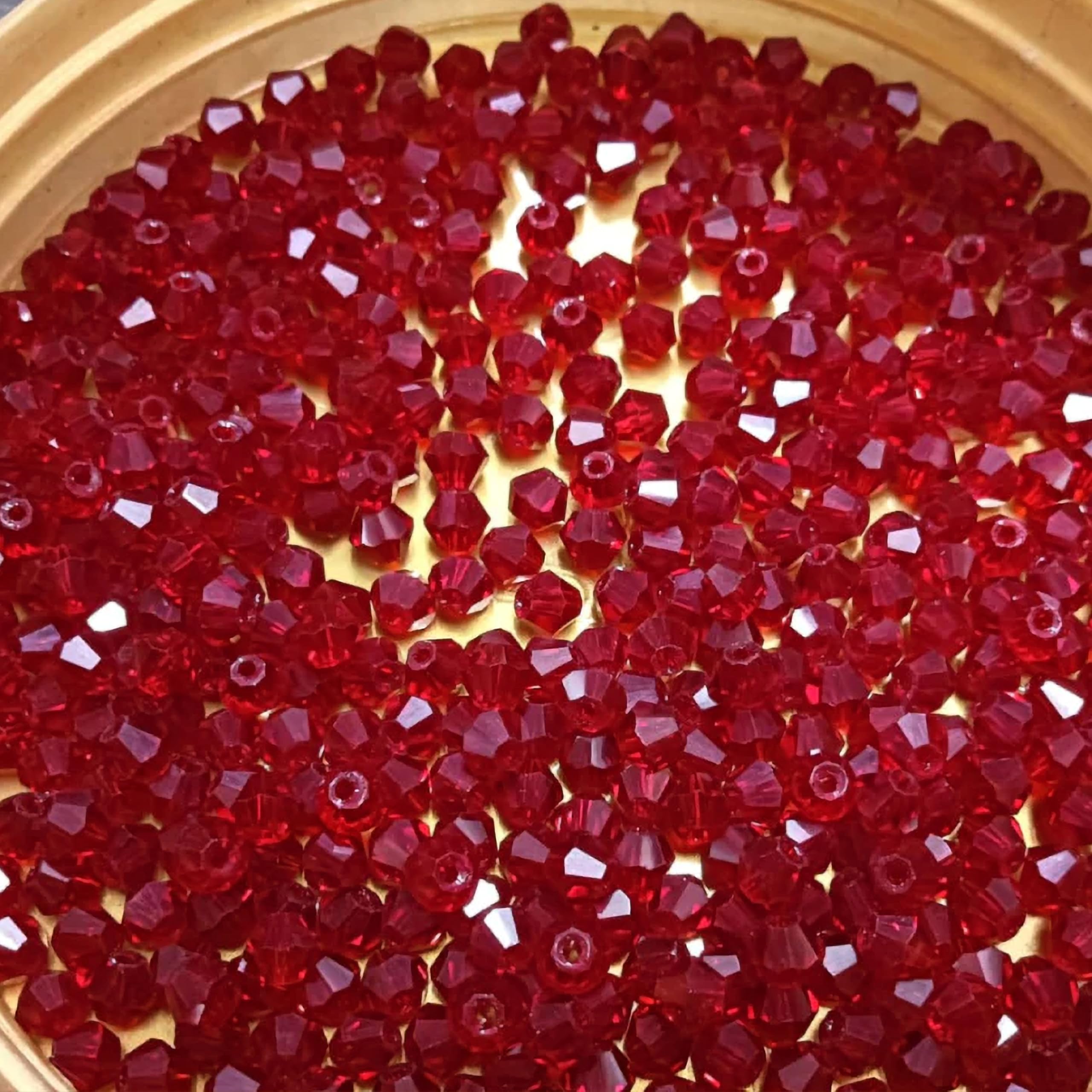 INDIKONB Bicone Acrylic Plastic Crystal-Like Beads | Small 4mm Beads for Bracelet & Necklace Making | 2400 Bead | Pack of 70g | Colorful Bead for DIY Jewelry & Craft Projects (Dark Red)