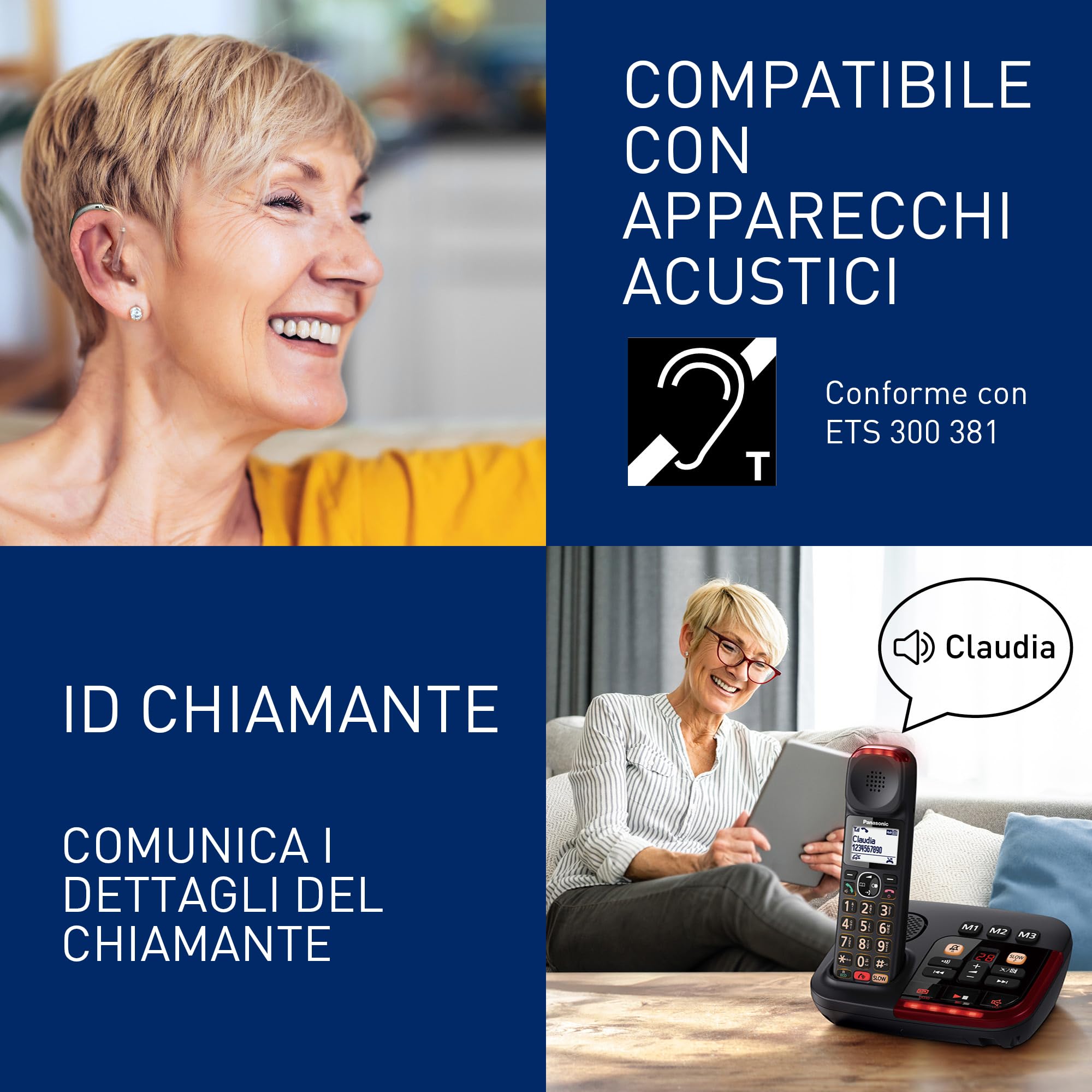 Panasonic KX-TGM420EXB Telefono Cordless Digitale con Segreteria Telefonica Digitale, Unità Base e Ricevitore Singolo, Volume Alto, Modalità Conversazione Lenta, Compatibile con Apparecchi Acustici
