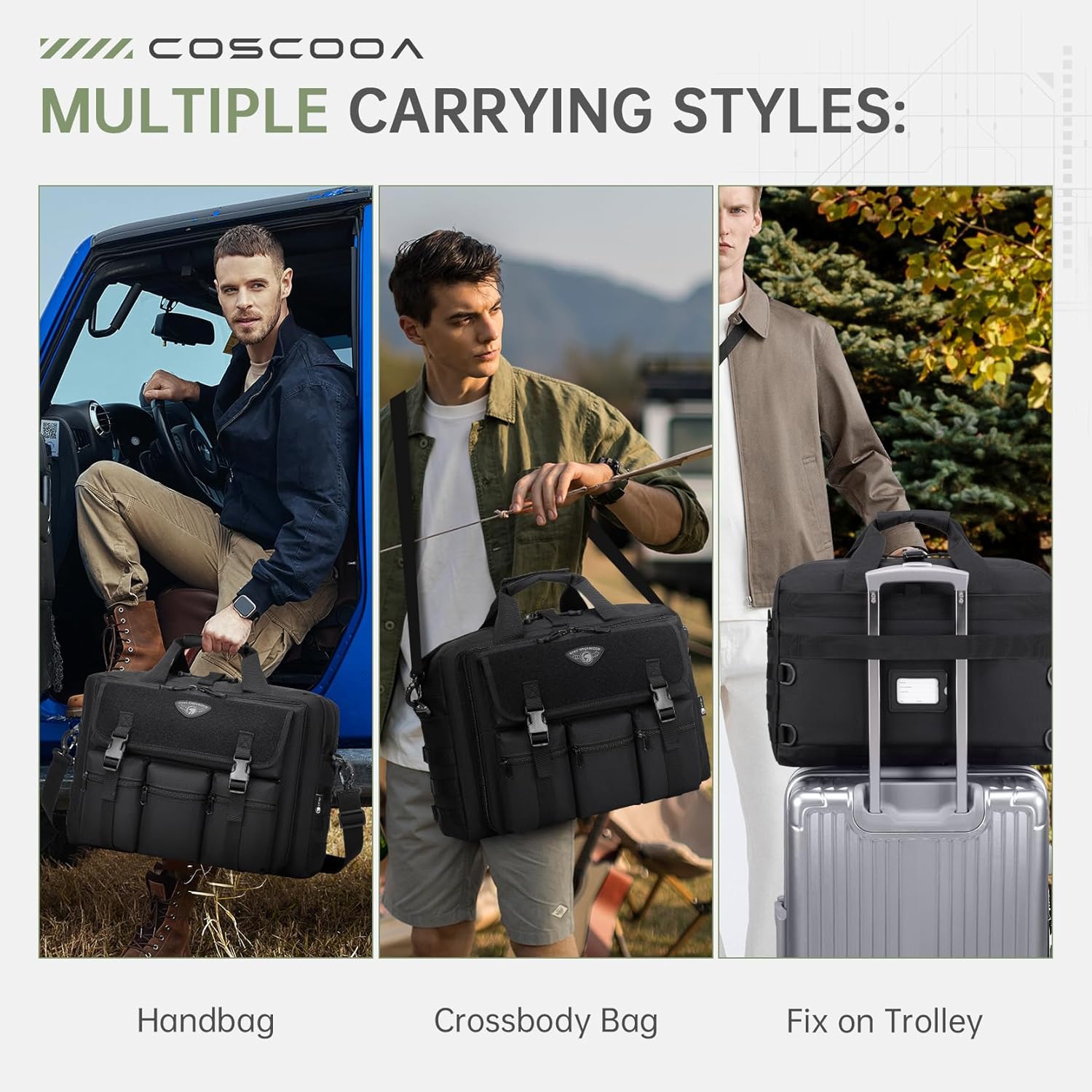 Large Tactical Laptop Bag for Men, Military 17.3 Inch Computer Bag Briefcase with Passport Wallet, Carry on Messenger Bag - Image 2