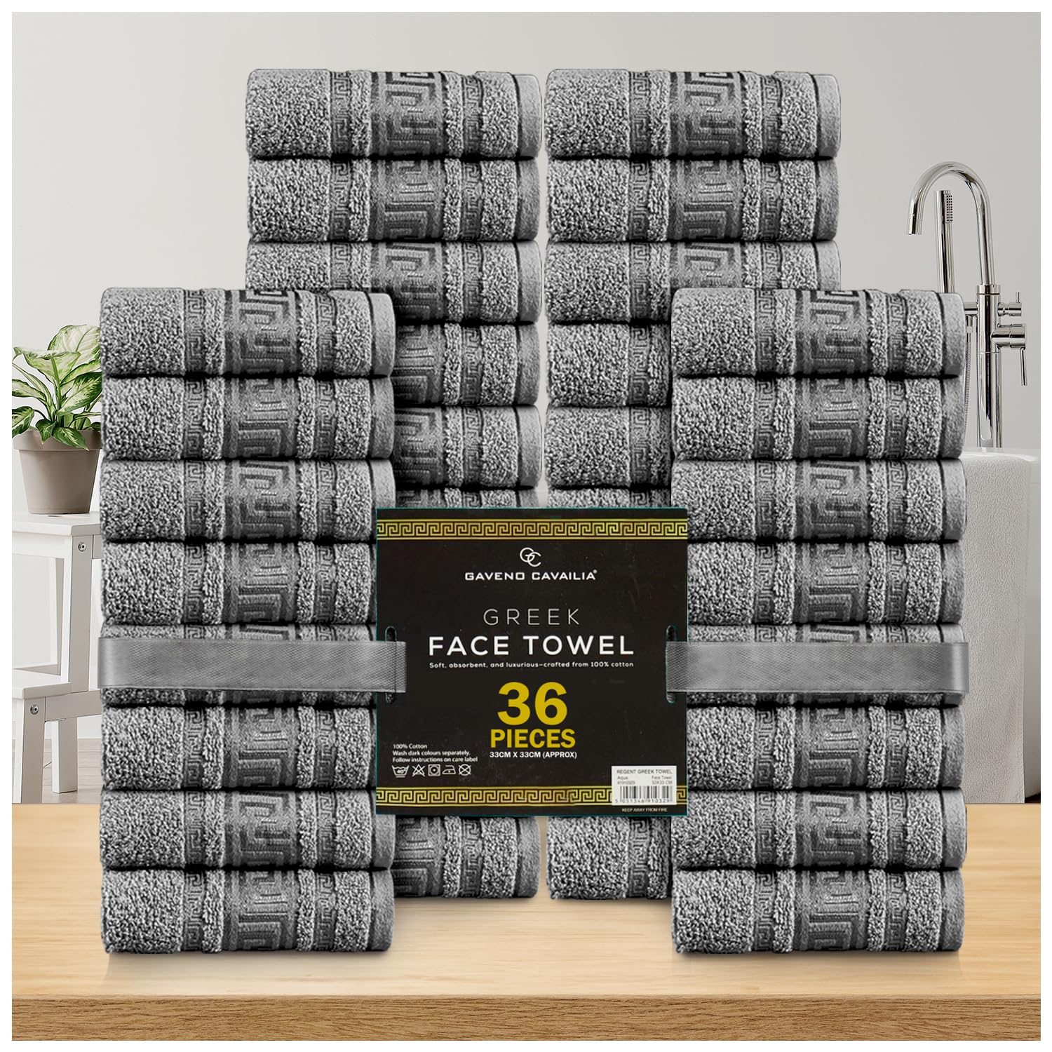 GC GAVENO CAVAILIA 100% Cotton Face Cloths Towels | Ultra-Soft 36 Pack Flannel Face Cloth for Makeup Removal & Skincare | Reusable Wash Cloths |Durable Face Towels for Hotel, Gym 33x33cm, Charcoal