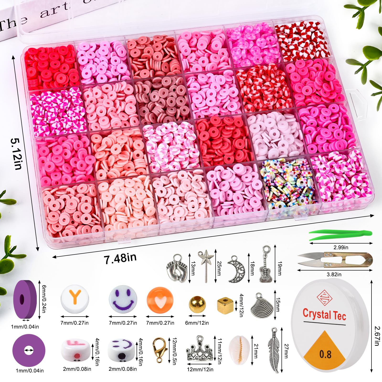 XSEINO Kit di 46000 perline di argilla per la creazione di braccialetti, 216 colori, 10 scatole di perline in argilla polimerica, 5 stili di perline con lettere, con ricchi accessori per la creazione