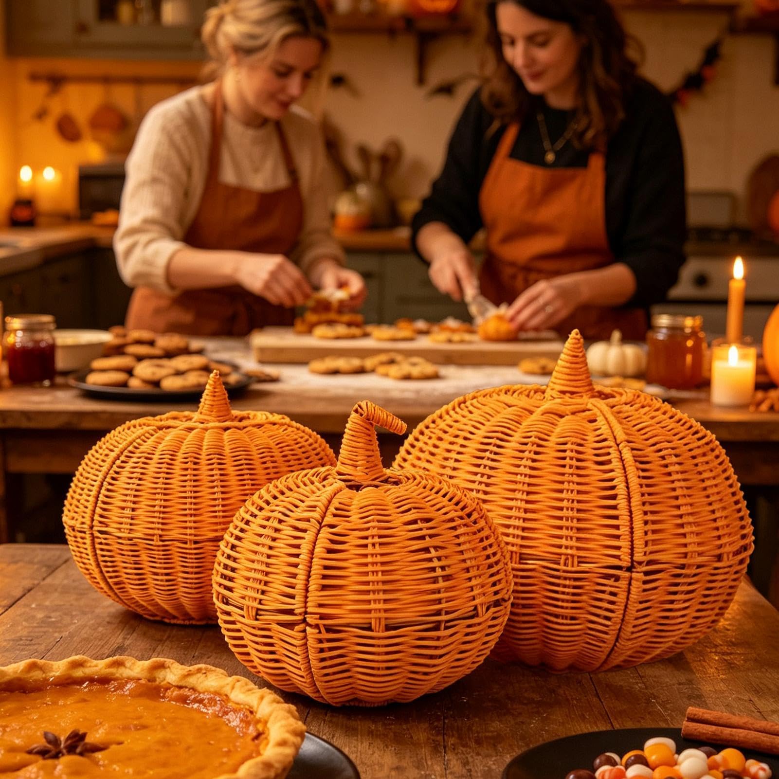 Cesto Portaoggetti A Forma Di Intrecciato Artigianale Centrotavola | Cesto Intrecciata Halloween Decor per Festa Raccolto Autunnale, Interni Esterni, Casa Soggiorno Mensola