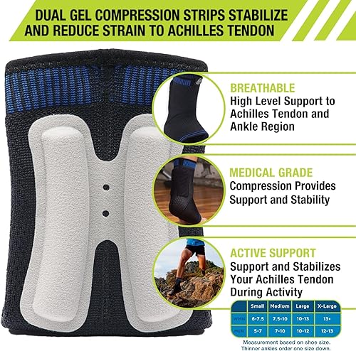 Miniatura 4 de Pro-Tec Athletics Achilles Sleeve with Dual Gel Compression Strips, Achilles Tendon Support for Tendinitis Relief,