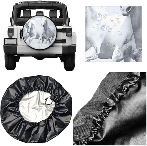 Miniatura 5 de White Horses in The Sky - Funda protectora de rueda de repuesto resistente a la intemperie, ajuste universal para remolque, RV, SUV, camión, cámper,