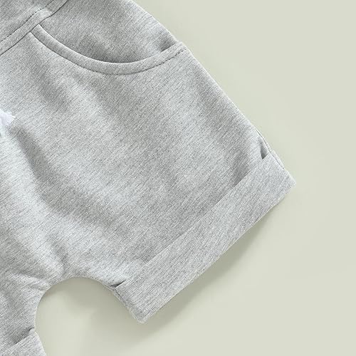 Miniatura 6 de Ropa de verano para bebé, niño, camiseta de manga corta, con cordón, conjunto de 2 piezas, trajes casuales para bebés