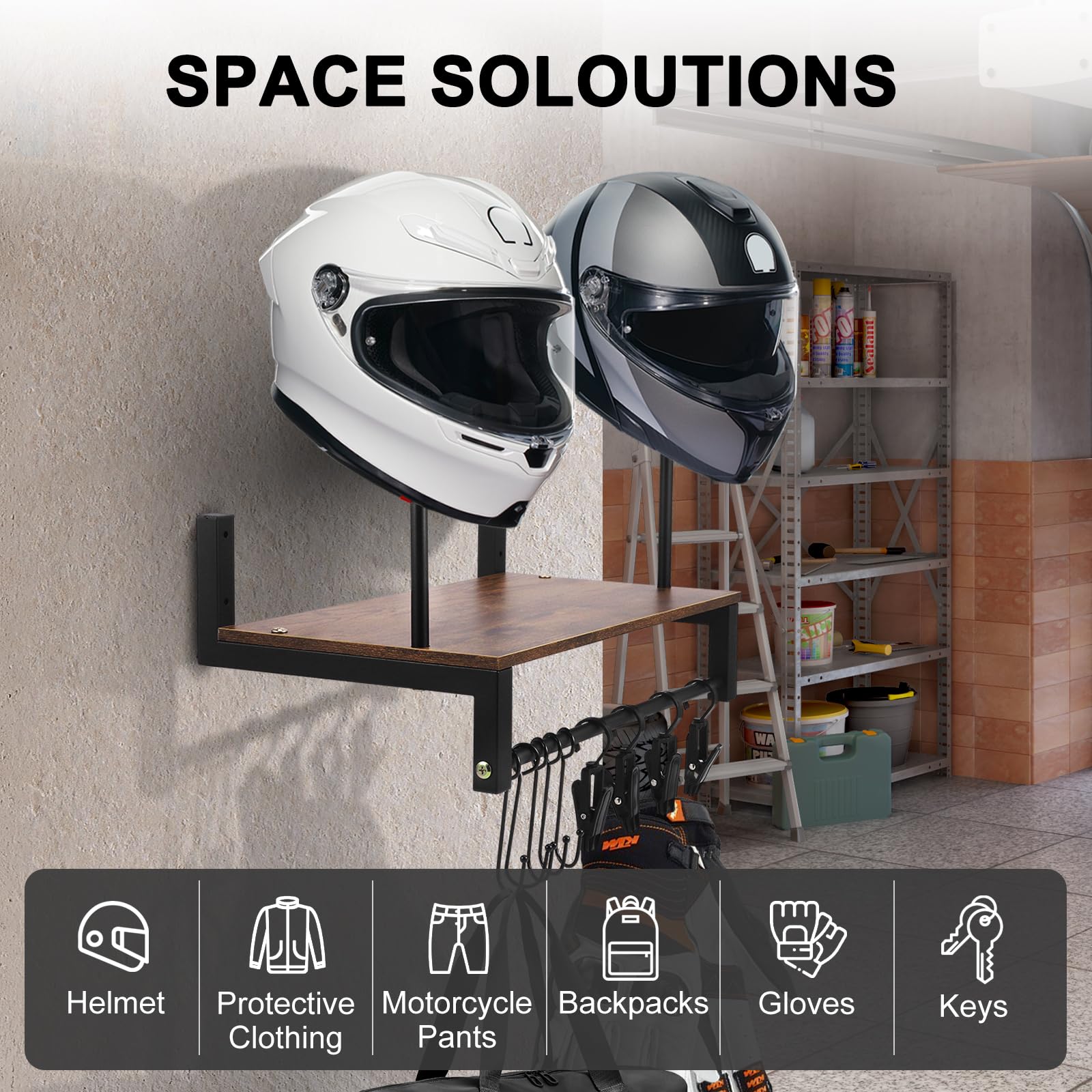 Appendi Casco Moto da Parete, Porta Casco da Parete Porta Cappelli con Assi di Legno, Supporti per Tattico Moto Calcio e Ciclismo