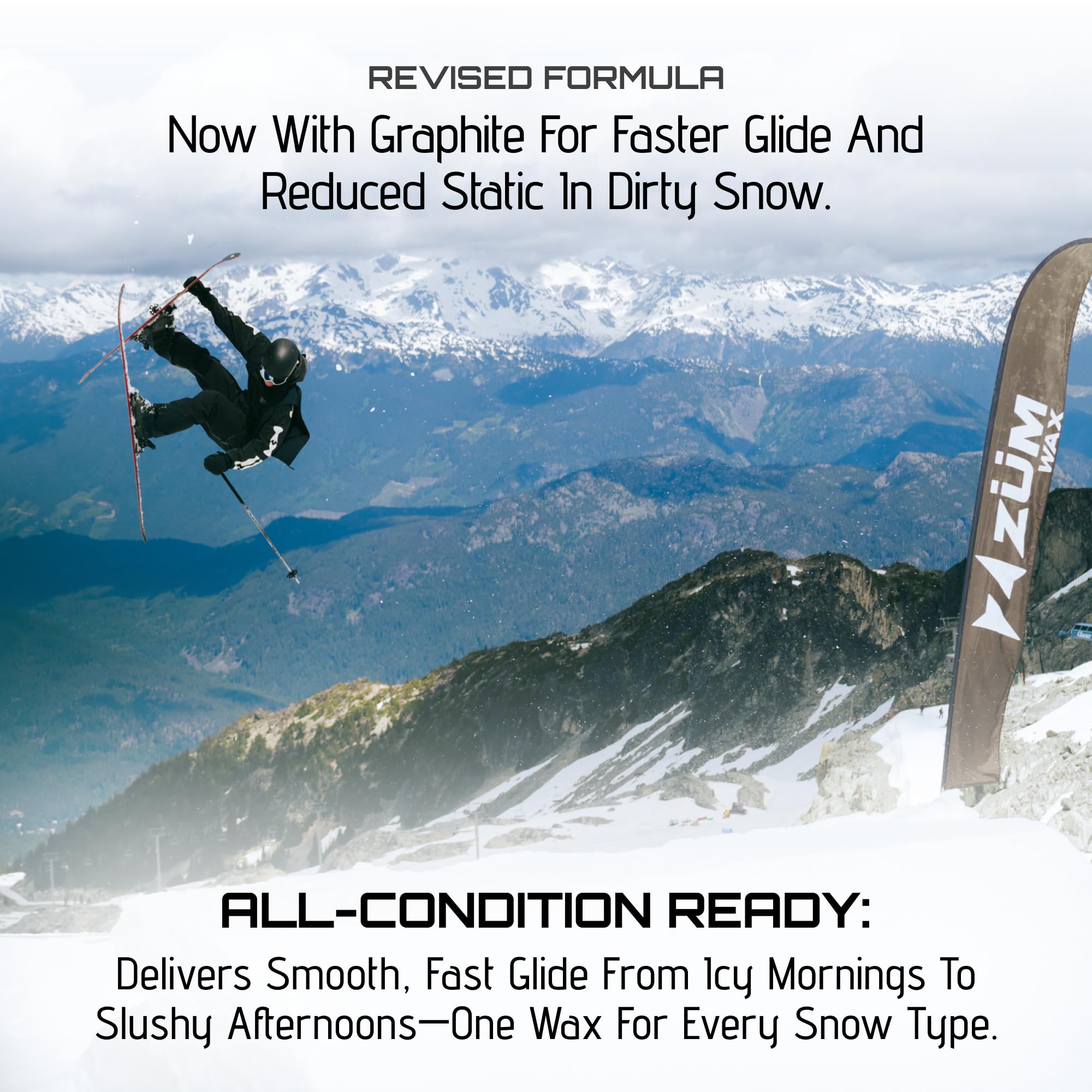 Zumwax Ski/snowboard Racing grafite Wax – Universal – 100 gram – INCREDIBLY Fast in all temperatures. Perfetto per sporco e abrasiva Snow.