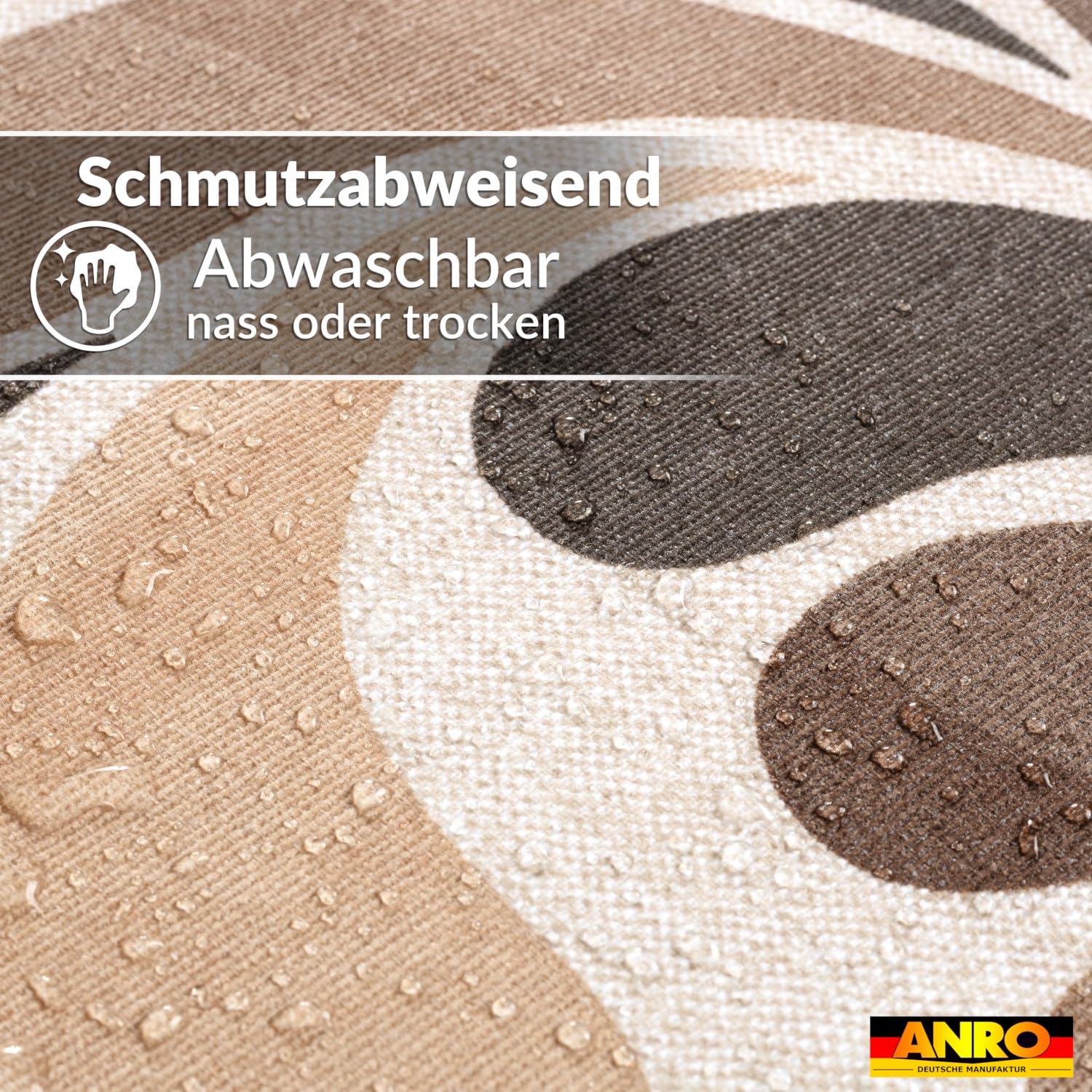 ANRO Tischdecke abwaschbar Tropfen Beige mit Saum oval 220x140 cm
