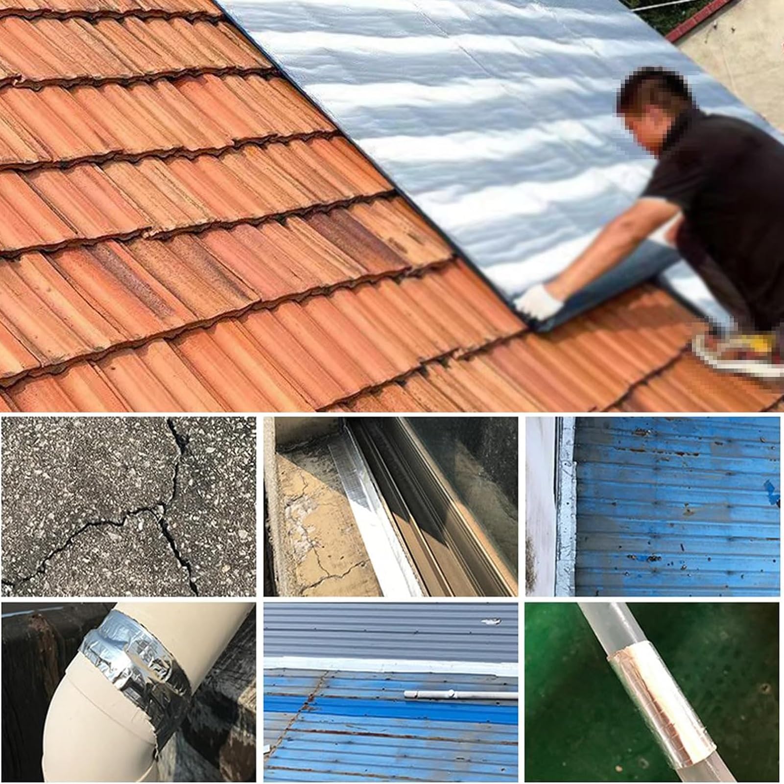 Cinta de butilo impermeable a altas temperaturas, sellador adhesivo grueso para grietas de pared, techos, conductos, tira de reparación de 20 x 200 cm