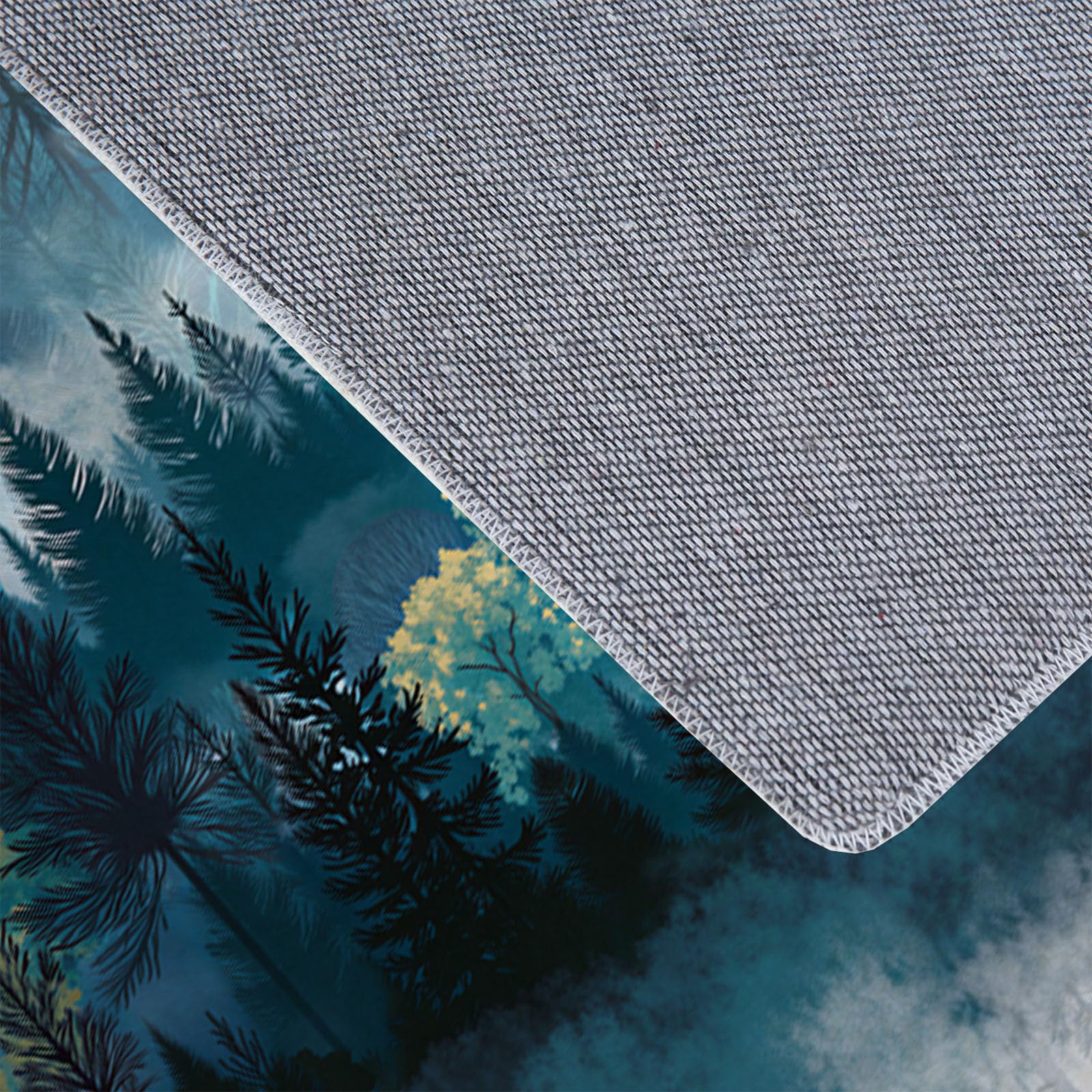 Fußmatte Schmutzfangmatte Innen mit Weißer Nebliger Tannenwald, rutschfeste waschbare Fußmatte, Ruhiger Wald Eingangstürmatte mit wasserabsorbierenden Eigenschaften - 80x120cm