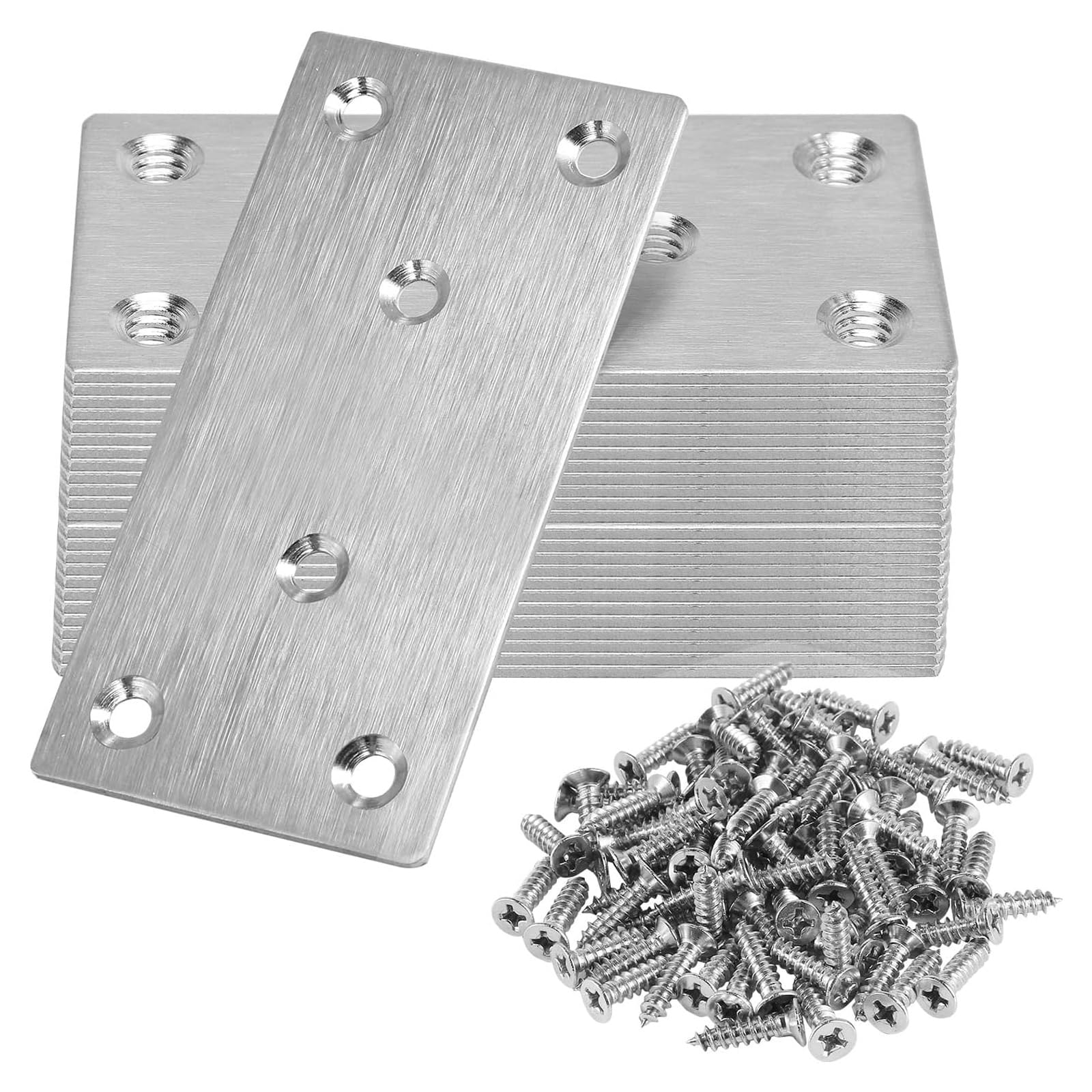 20Pcs Flat Mending Plate Wood Bracket Connector Repair Joining Fixing Bracket Metal Straight Brace for Wood Furniture Stainless Steel Fixed Angles Brackets