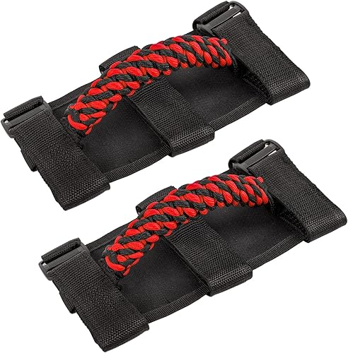 Savadicar 2 asas de agarre de barra antivuelco, mango de agarre de tejido circular compatible con Jeep Wrangler CJ YJ TJ JK JKU JL JLU y Gladiator