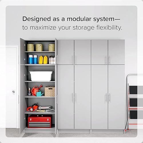 Miniatura 9 de Prepac Elite 32" Storage Cabinet, Light Gray Storage Cabinet with Hanging Rail and Shelves for Living room, Kitchen and Laundry room 24.5" D x 32" W