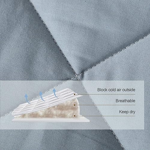Miniatura 5 de Edredón de cama sin comprimir de alta calidad 2024 para todas las estaciones, 100% algodón, reversible, ligero, suave, transpirable, esponjoso (gris