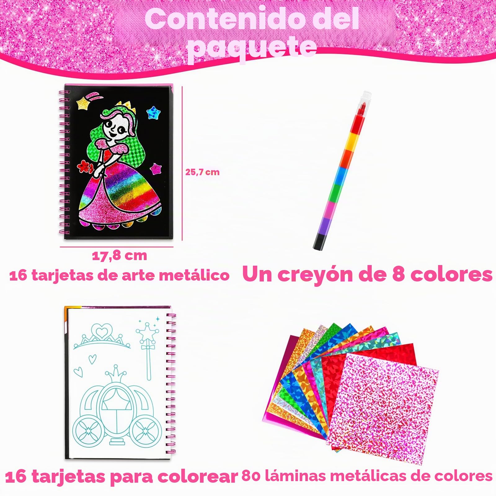 FUNNYB&G Manualidades infantiles con foil, Creativo Kit Manualidades niños, Juguete Niña Regalos Para de 3 4 5 6 7 8 9 12 Años Niño cumpleaños (Princesa)