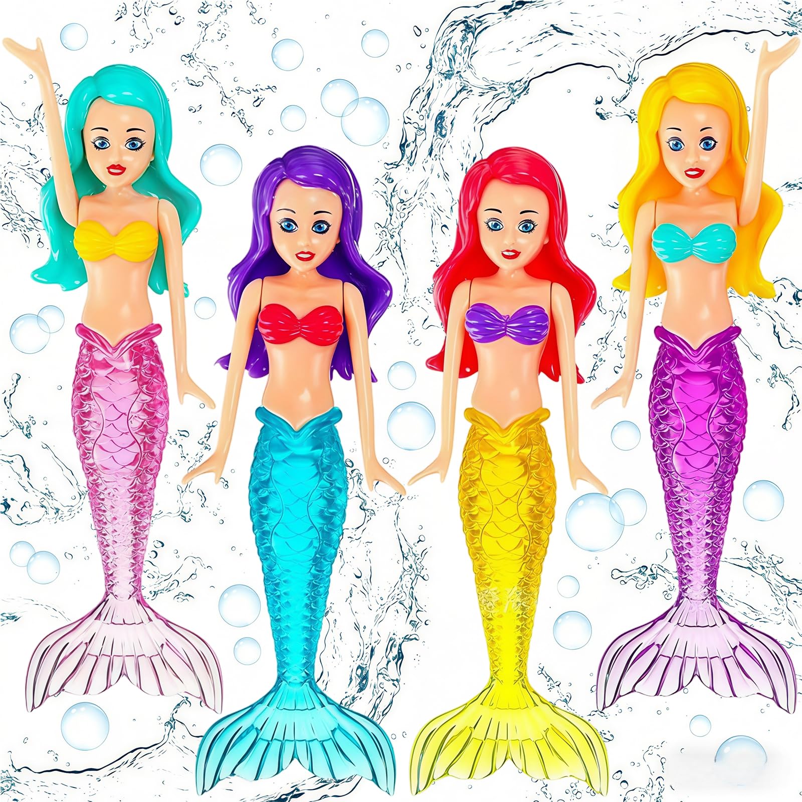 ATBEAMEN 4 Pcs Mermaid Diving Toys for Kids, Underwater Pool Sinkers for Swimming Pool Games,Mermaid Summer Water Diving Game Toys for Girls and Boys Pool Party — image 1