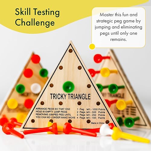 Miniatura 7 de Paquete de 3  Juego de mesa con clavija triangular de madera  Mini juego de viaje retro