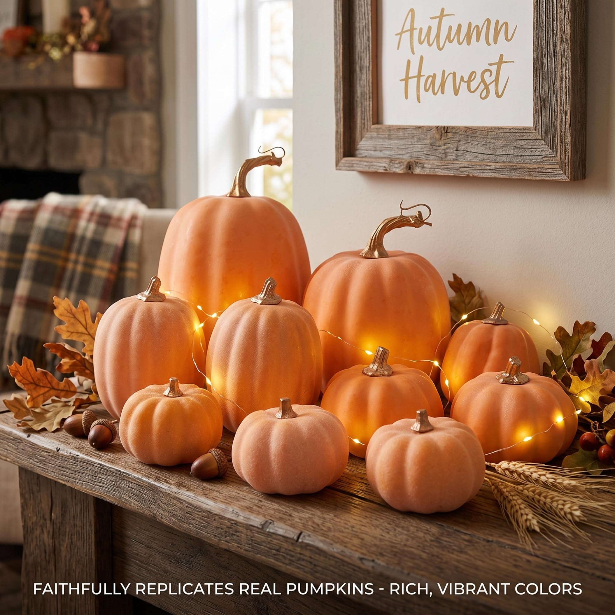 Zucca di Halloween Zucche artificiali da 10 pezzi in dimensioni assortite Arancione chiaro