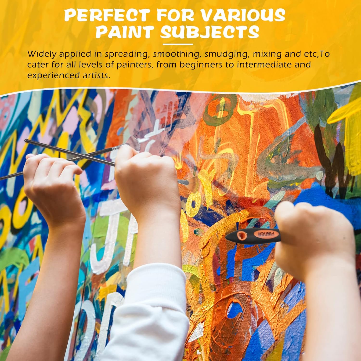 5 Pieces Painting Knife Set Background Blender Brush and Fan Blender Artist Brush Stainless Steel Palette Knife 2 Inch and 1 Inch for Oil Canvas Acrylic Painting - Image 6