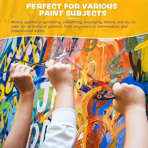 Miniatura 6 de Juego de 5 cuchillos de pintura, pincel mezclador de fondo y abanico para artista, cuchillo de paleta de acero inoxidable de 2 pulgadas y 1 pulgada,